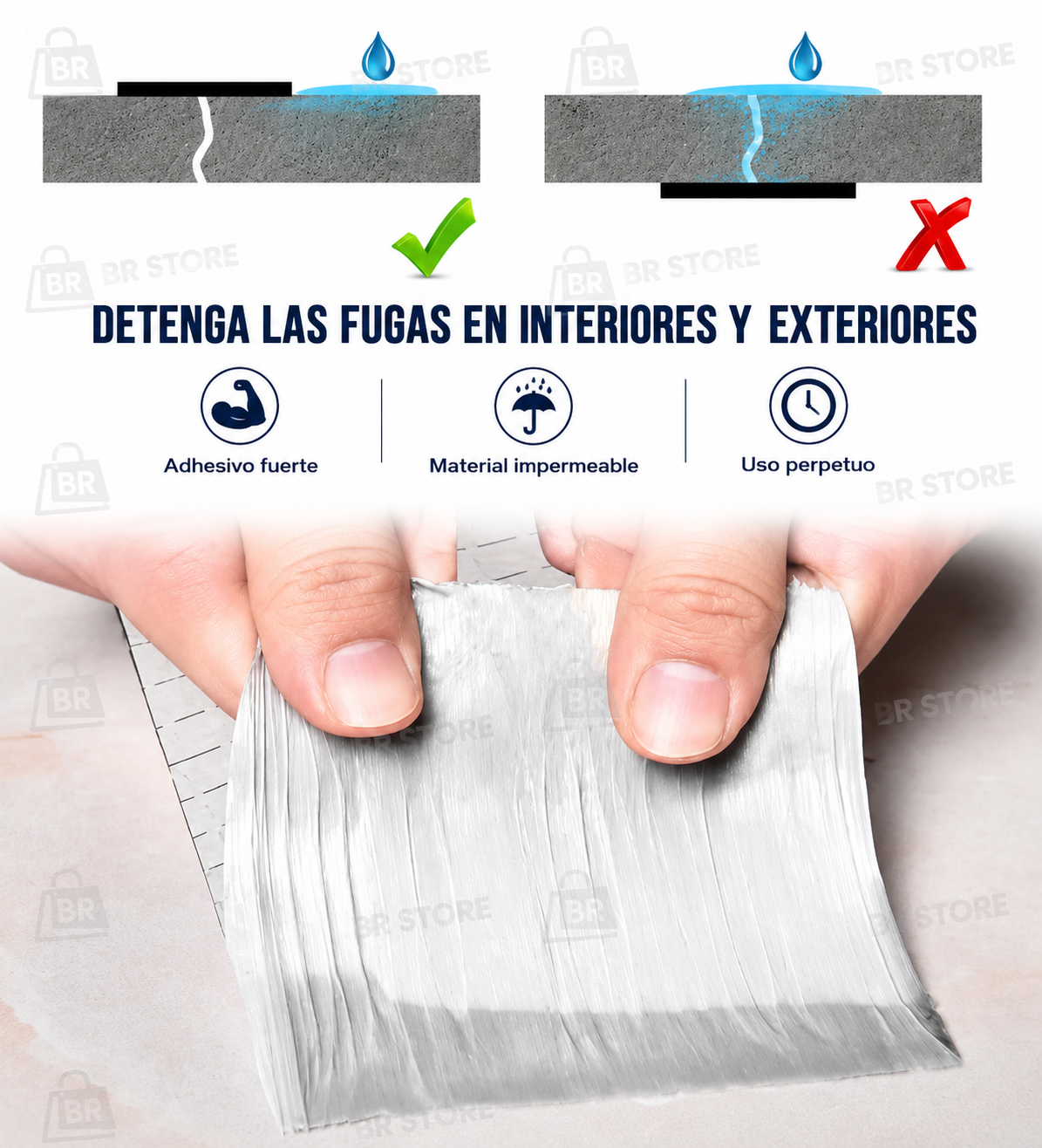 Cinta Selladora Impermeable Tapagoteras de Alta Resistencia | 5 cm x 5 m