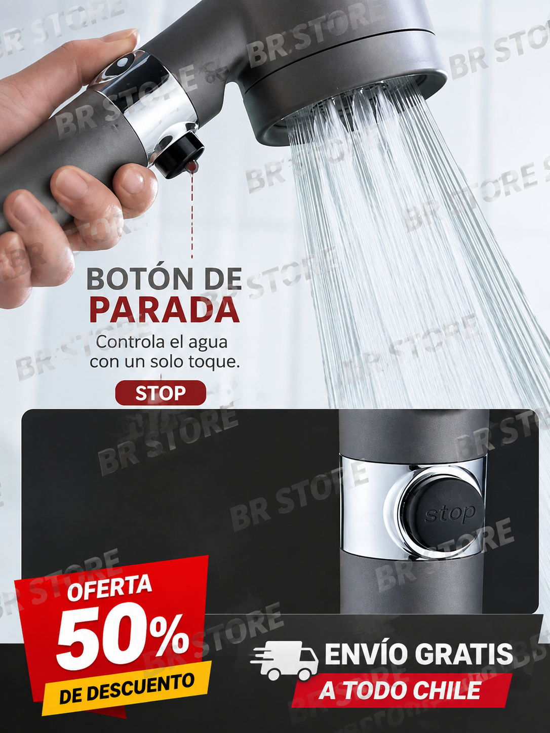 Ducha Potente con Filtro – Alta Presión y 4 Modos